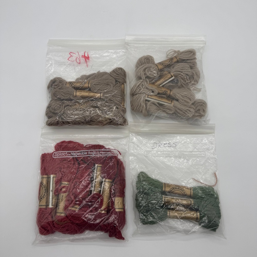 Paternayan Persian Yarn 100% Virgin Wool Lot Green Red Tan Brown 8yd Skeins